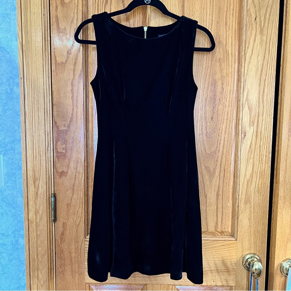 Black velvet sleeveless skater dress